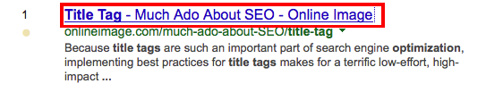 Example of a title tag as it appears in Google