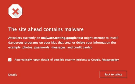Malware pop up